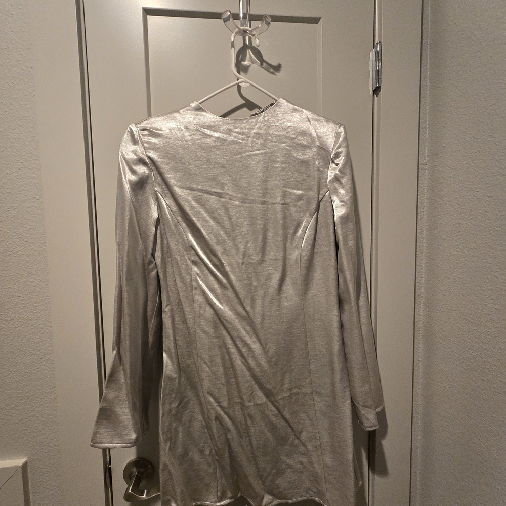 H&M Metallic Silver Open-Back Dress NWT